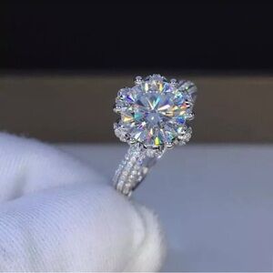 5Ct. t.w. Moissanite Solitaire Ring, Tab Prong